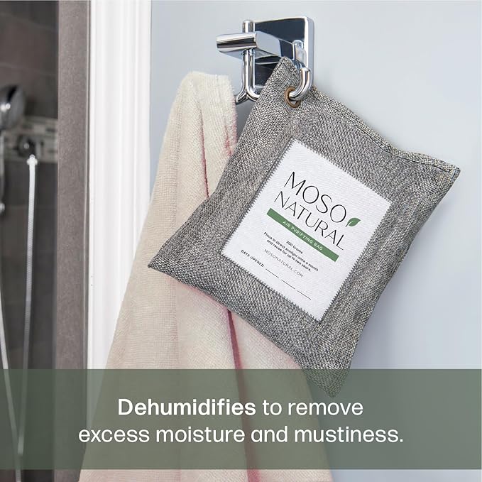 Moso Natural Air Purifying Bag 200g (2 Pack) Bamboo Charcoal Odor Absorber for Home & Car | Closet Odor Eliminator, Small Room Deodorizer & Car Air Freshener | Long Lasting Charcoal Bags Cover 90sqft