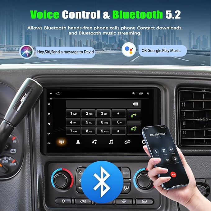 Car Radio for 2003 2004 2005 2006 Chevy Silverado 1500/2500/3500, 7" Car Stereo for Tahoe 2003-2006, GMC Sierra 1500/2500/3500 2003-2006, Yukon 2004-2006, Impala 2000-2005, GPS Navigator, Back Camera