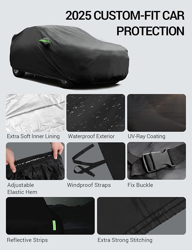Proadsy 2025 Upgrade Car Cover Compatible with Subaru Forester 2019-2024 2025 Windproof All Weather Waterproof Sun Rain UV Dust Snow Protection Outdoor Covers
