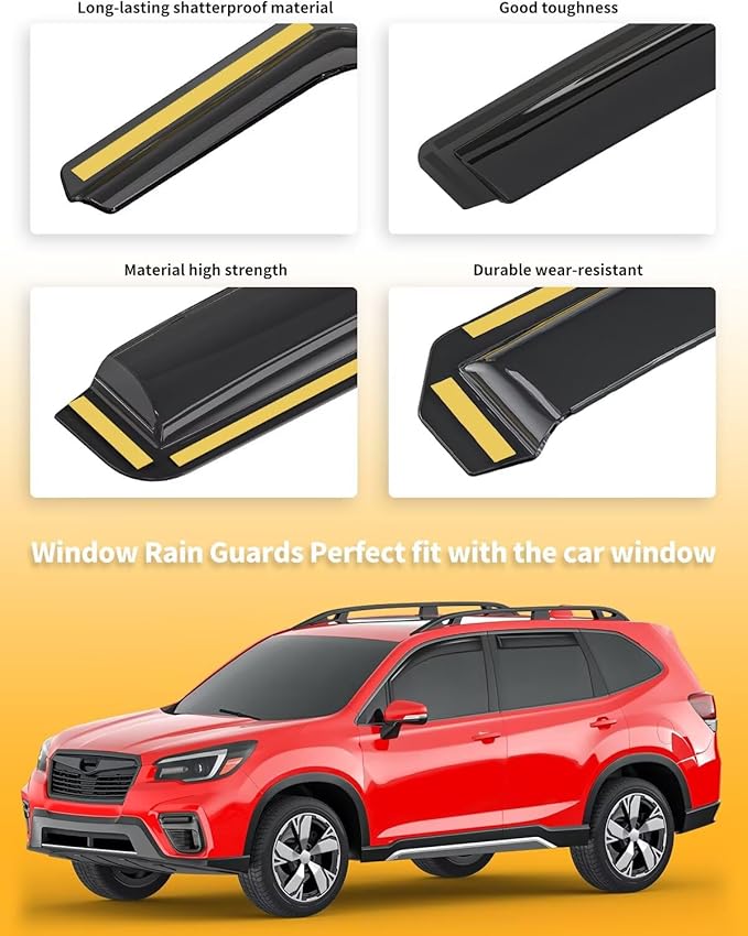 in-Channel Window Rain Guards Fit for Subaru Forester 2019 2020 2021 2022 2023 2024 Extra Durable Window Visors Window Deflectors Vent Visors Vent Shades Car Accessories-4 pcs 2-Q17