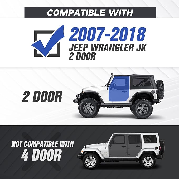for Jeep JK Running Boards Drop Side Steps Compatible with 2007-2018 Jeep Wrangler JK 2 Doors, Heavy-Duty Steel Nerf Bars Step Plates Rock Sliders Rails (Off-Road, Black)