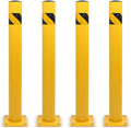 BISupply Safety Bollard Post Parking Barrier 4 Pack - 42in Yellow Pipe Bolt Down Bollard for Garage Lot