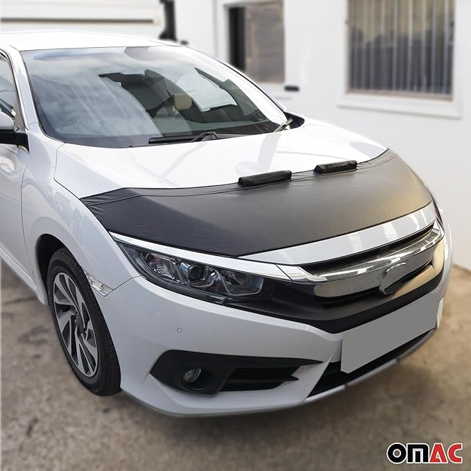 OMAC Car Bonnet Mask Hood Bra for Toyota Yaris 2013-2020 Black 1 Pc