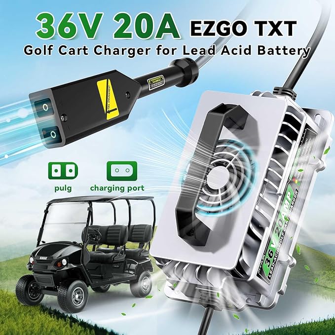 36 Volt 20 AMP Golf Cart Battery Charger for EZGO TXT with D Style Plug for 36V Lead Acid Battery