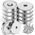 MIKEDE Magnet,150LB+ Neodymium Cup with Super Strong Attraction, Heavy Duty Pot Magnets with Hole for Mounting,Rare Earth Magnets with Screw for Hanging, Office, Craft -10 Pack