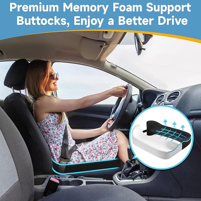 Heightening Truck Seat Cushion for Broader Vision, Car Seat Cushion for Car Seat Driver Truck Driver, Sciatica Pain Relief Pillow Tailbone Pain Relief Cushion for Long Time Driving