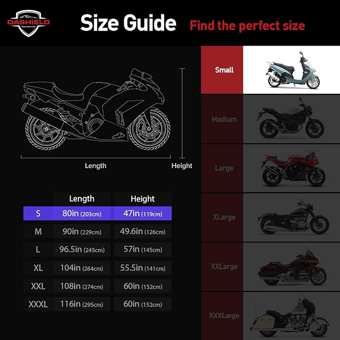 Ultimum Series Motorcycle Cover Waterproof All Weather Protection Universal Heavy Duty Night Reflector with Lock-Holes Compatible with Suzuki Harley Davidson Kawasaki Yamaha Honda Blue Small