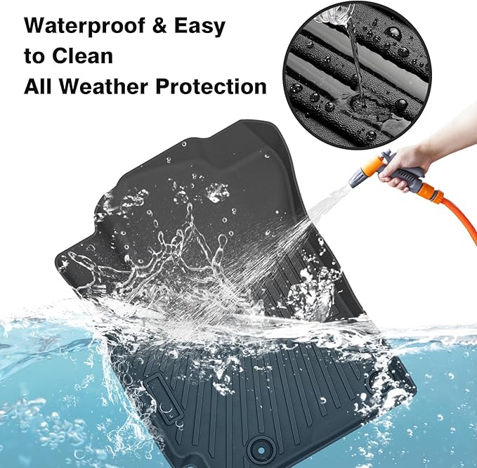 Powerty Floor Mats for 2019-2022 2023 2024 Kia Forte Accessories All Weather Floor Liner 3D TPE 1st & 2nd Row Floor Mat Heavy-Duty Floor Liners