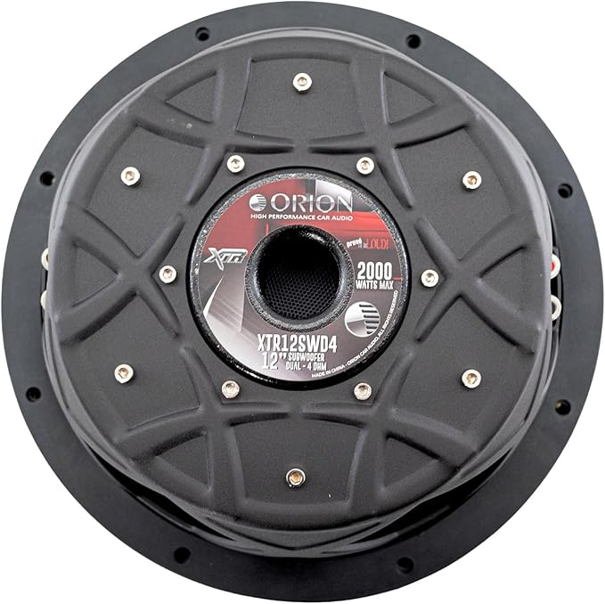 ORION XTR Series XTR12SWD4 Shallow Mount 12” Car Subwoofer, 2000W Max Power, 500W RMS, Dual 4 Ohm, UV Coated Cone, NBR Surround – Compact Slim Subwoofer for Clean Bass in Tight Car Audio Installs