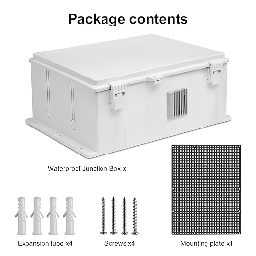 Outdoor Electrical Junction Box, ABS Water Resistant Enclosure with Internal Mounting Panel & Hinged Cover, 9.2" H* 7" L* 4.6" W