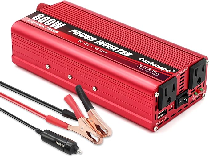 800 Watt Car Inverter DC 12V to 110V/120V AC Converter Power Inverter with 3.1A USB Car Adapter and Cigarette Lighter for Car Home Laptop Truck