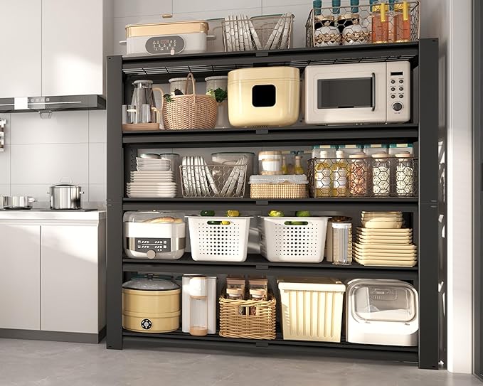PrimeZone 72" H X 48" W X 18" D Heavy Duty Garage Shelving 5 Tier 2500 LBS Storage Shelves Adjustable Industrial Metal Wire Shelf Unit for Garage,Basement,Pantry,Warehouse,Commercial