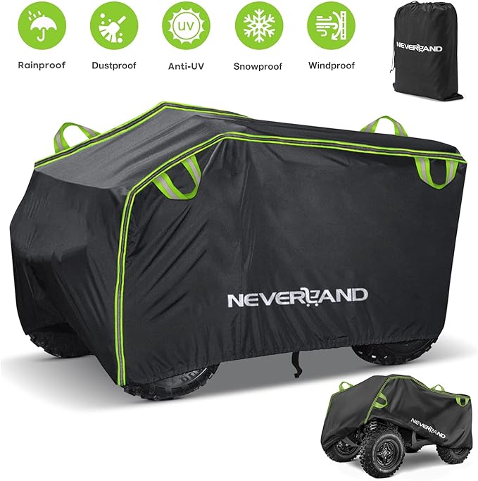 Neverland ATV Cover, Waterproof Heavy Duty 4 Wheeler Cover with Buckle, Dustproof Anti UV Windproof All Weather Outdoor Storage Quad Cover for Polaris Sportsman Yamaha Honda Coleman