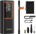 Tire Inflator Portable Air Compressor, Car Air Pump with Pressure Gauge, 150 PSI Cordless Tire Inflator Rechargeable with Display & LED for Car, Motocycle, Bikes, Balls, Swim Ring