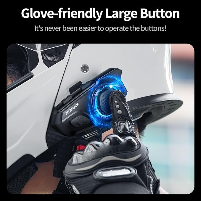 Motorcycle Helmet Bluetooth Headset, 10 Riders 2000M Communication Systems, Multitasking Audio Helmet Radio with Premium Microphone&40mm Hands-Free Speaker, Stereo Sound Motorcycle Intercom