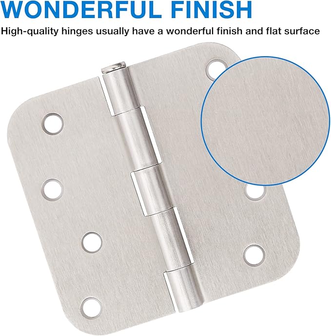 18 Pack 4 Inch Nickel Door Hinges Satin/Brushed Nickel Door Hinges 4 in x 4" Exterior Interior Door Hinge for Stardand Doors Stall,Front,Closet,Silver Residential Hinge Iron Bifold Door Hinge