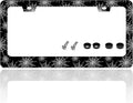 Spider Web License Plate Frame Gothic Style License Plate Holder Halloween for Front or Rear Car Tags Reusable Stainless Steel Funny Car Decoration with Screws 6.3 X 12.2 in