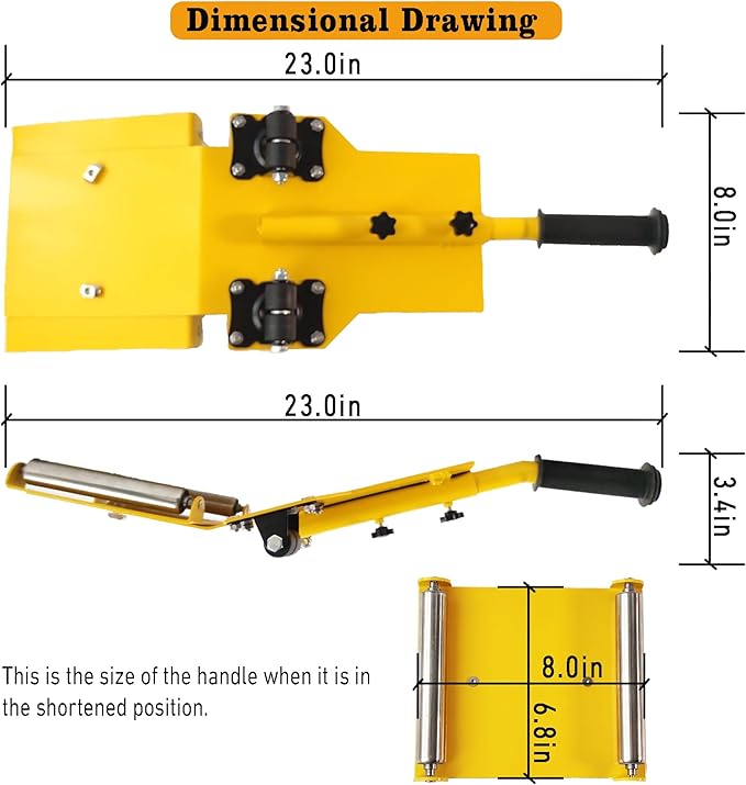 Adjustable Portable Tire Jack, Detachable Roller Plate, Heavy-Duty Tire Lifting Tool,Tire Dolly with A Load Capacity of 120 Pounds, Suitable for Cars, SUVs and Trucks, Bright Yellow Surface