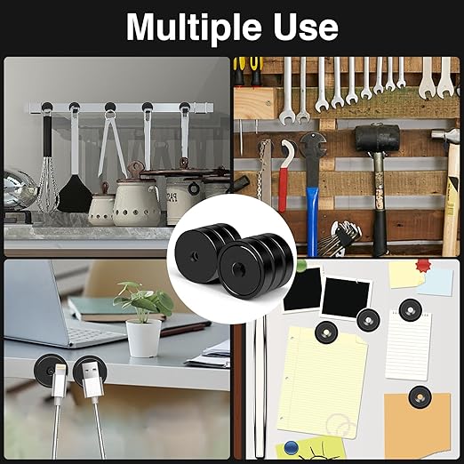 MIKEDE Strong Magnets with Holes, 100LB+ Strong Neodymium Magnets with Stainless Screws for Wall Mounting, Rare Earth Round Base Magnet, Earth Magnet for Tools, 1.26" D x 0.2" H - 6 Pack