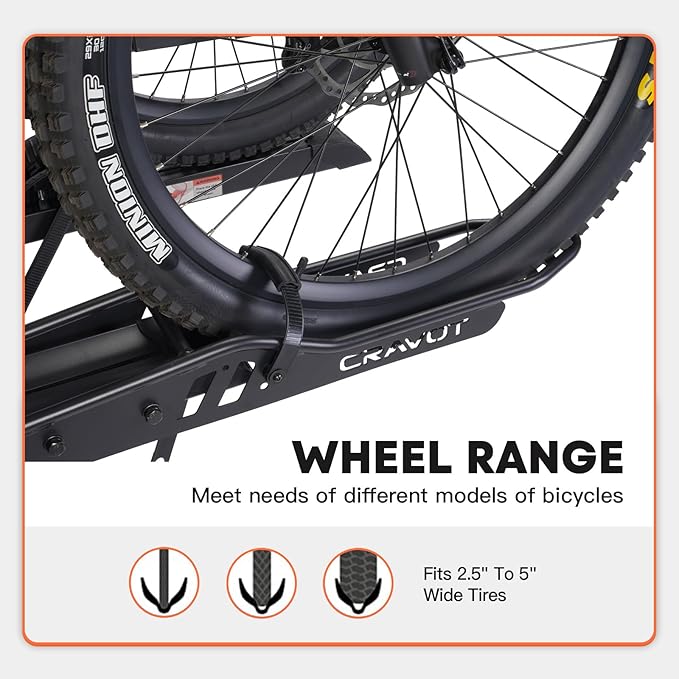 CyberRack S2 Ebike Rack, 300 lbs Capacity Foldable Bike Racks for Tow Hitch Heavy Electric Bike Carrier for 2 E-Bike, Up to 5-inch Fat Tire 2'' Receiver