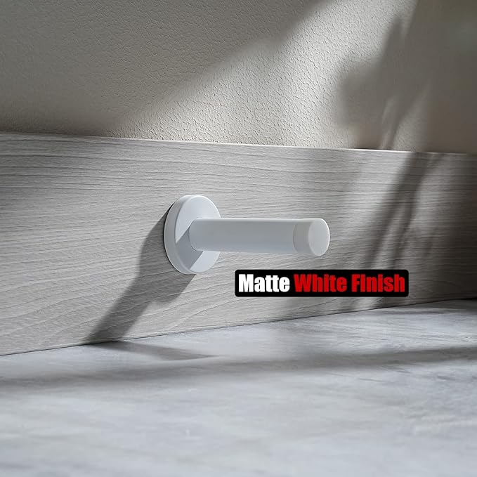 JQK Door Stopper White, 304 Stainless Steel Thicken 1mm Sound Dampening Door Stop Bumper Wall Protetor 8 Pack, DSB5-WH-P8