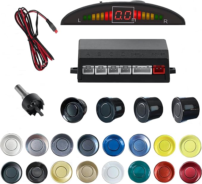 Parking Sensor Kit Backup Sensor Kit Reverse Sensor for Car 16 Color Options for Probes Adjustable Alarm Volume Professional Sensore de Reversa para Carro Safe Driving Assistant（Black）