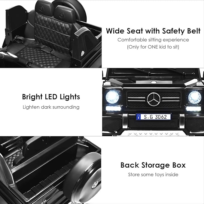 HONEY JOY Ride On Truck, Licensed Mercedes-Benz Maybach G650 Battery Powered Ride On Toys Car w/Remote Control, LED Lights, Music, Slow Start, 12V Electric Cars for Kids, Gift for Boys Girls (Black)