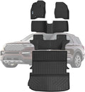 Floor Mats & Large Trunk Mat for 2015-2017 2018 2019 Ford Explorer，TPE All Weather Protection Car Floor Liners with Foldable Big Cargo Liners Accessories