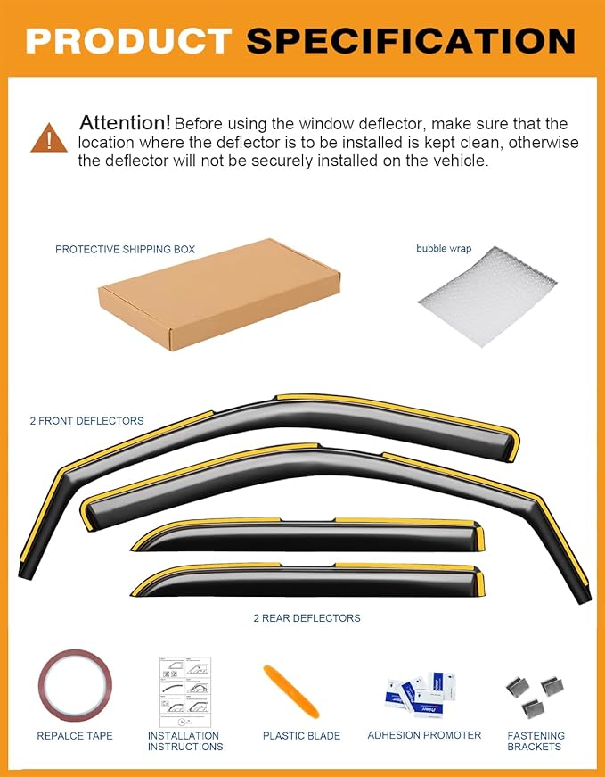 in-Channel Window Rain Guards Fit for Truck Dodge RAM 2009-2018 Crew Cab Mega Cab Extra Durable Window Deflectors Vent Visors Shades Car Accessories Visors Rain Guards