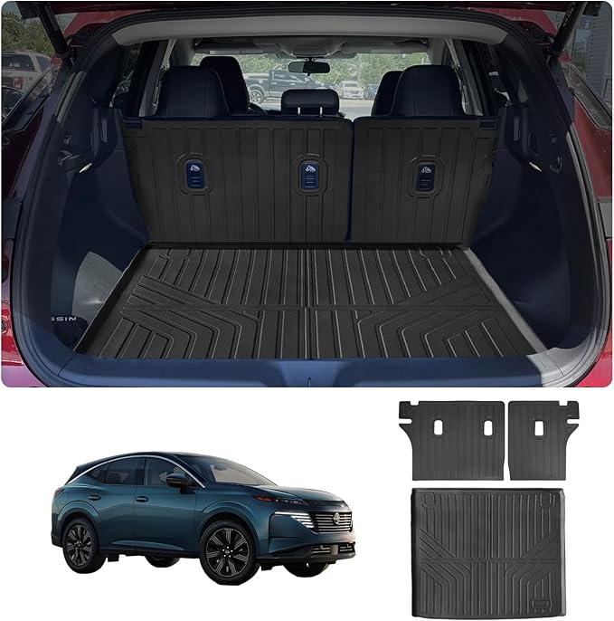 Trunk Mat & Backrest Mat for 2025 Nissan Murano TPE All Weather Protection Cargo Liner with Velcro Rear Seats Backrest