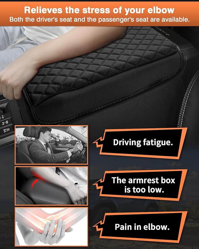 Shademax Center Console Cover for Toyota Land Cruiser Prado LC250 2024 2025 2026 Accessories, Prado LC250 Armrest Cover Cushion Pad Console Armrest Seat Box Protector PU Leather Anti-Scratch Black