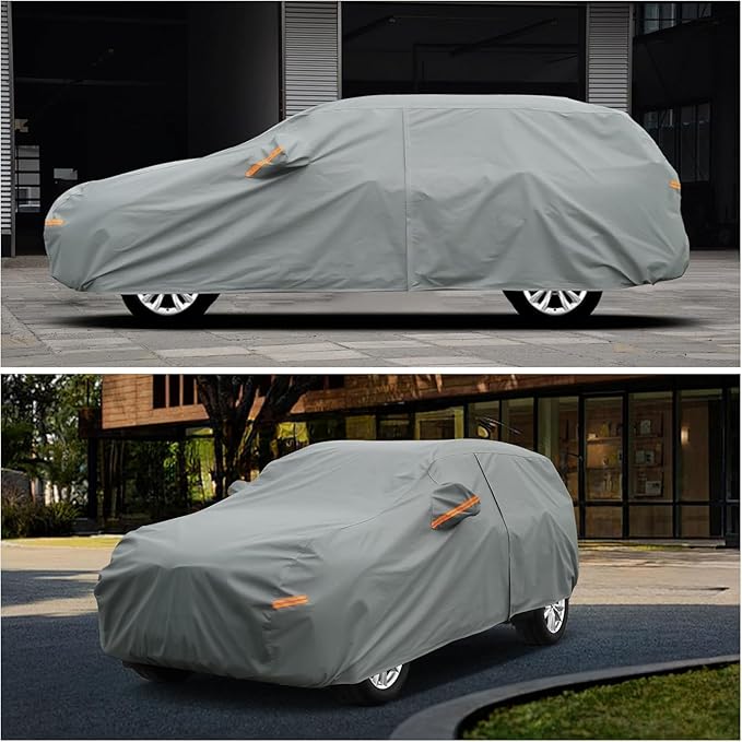 Kayme Heavy Duty SUV Car Cover Waterproof All Weather, Full Exterior Covers Sun Rain UV Protection. Universal Fit Audi Q5, BMW X3, Mazda CX-5, Hyundai Sante Fe, Tesla Model Y, Toyota RAV4, Honda CRV.