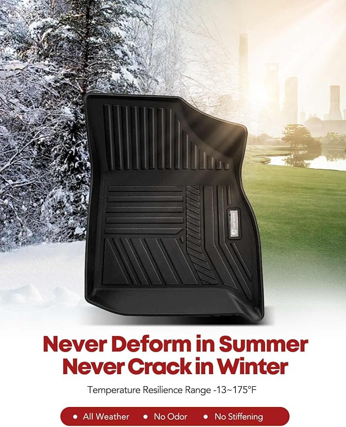 YHTAUTO Floor Mats Compatible with 2018-2024 Chevrolet Traverse 7 Seats with 2nd Row Bucket Seats, TPE All Weather Car Mats Waterproof Anti-Slip Odorless Floor Liner 1st & 2nd & 3rd Row