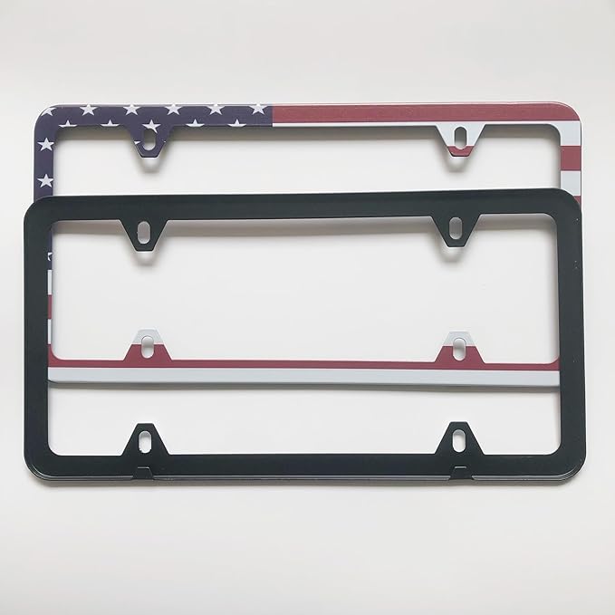 License Plate Frames,2 Packs Front Rear Car Tags,Aluminum Alloy License Plate Cover,No Rust,Water Proof,Wear Resistant,Car Accessories (Colorful USA Flag)