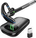 Bluetooth Headset V5.3, Wireless Earpiece with 1000mAh Charging Case, 96H Talktime, Hands Free Noise Canceling Headphones with Dual-Mic for Computer Cell Phones Trucker Home Work (Blue)