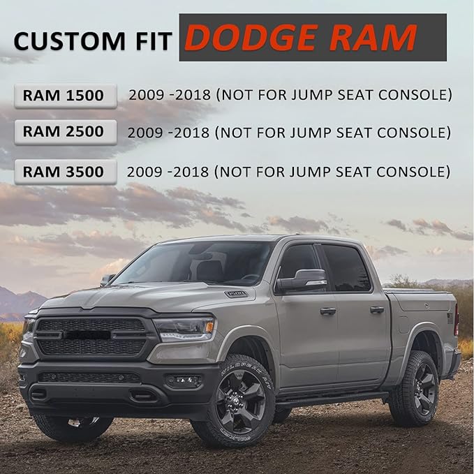 GIANT PANDA Center Console Cover Armrest Cover Cushion Fits Dodge RAM 1500 2500 3500 2009 2010 2011 2012 2013 2014 2015 2016 2017 2018, Scratch Resistant and Waterproof, Black