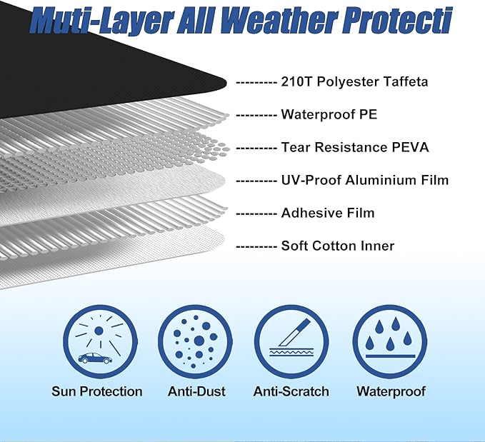 Waterproof Car Covers for 2002-2021 Mini Cooper/Cooper S 2-Door(Black) 210T Custom 6 Layers Heavy Duty Waterproof All Weather Protection Outdoor