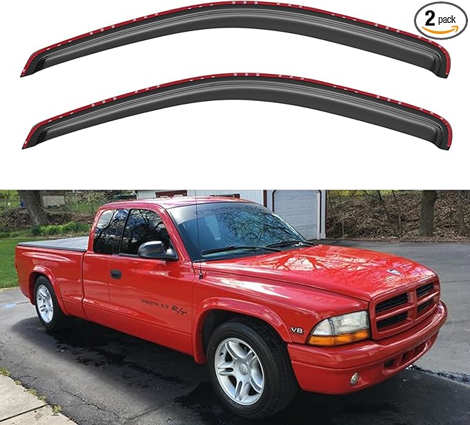 in-Channel Window Visors Rain Guards Shield for 1997-2004 Dodge Dakota Regular Cab, 2Pcs Window Vent Wind Deflectors Visors Shades for 97-04 Dakota