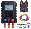 Digital Manifold Gauge, HVAC Refrigerants Digital AC Gauges Set with 2 Thermometer Clamps and 3 Hoses, for R22/R410A/R134A/1234YF Refrigerant Recharge Kit