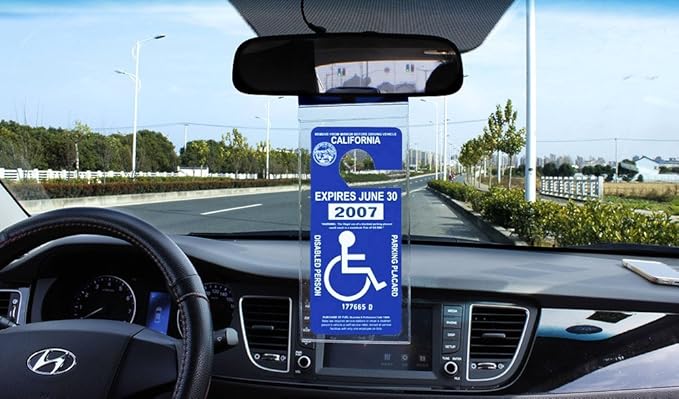 Handicap Parking Placard Holder - Disabled Parking Permit Holder Hanger Sleeve with Larger Hook by Tbuymax(Set of 2)
