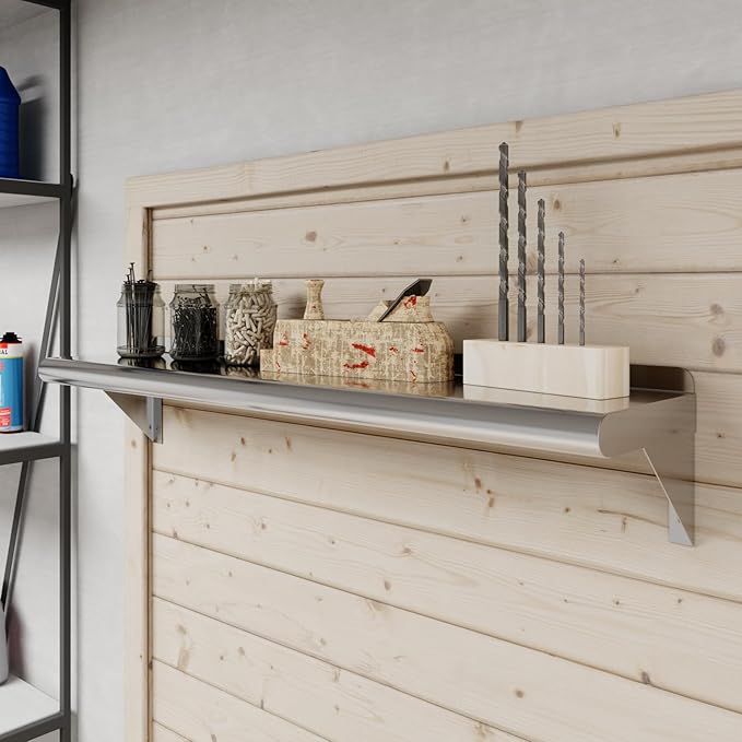 AmGood 8" X 36" Stainless Steel Wall Shelf | Metal Shelving | Garage, Laundry, Storage, Utility Room | Restaurant, Commercial Kitchen | NSF
