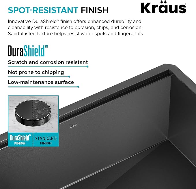 KRAUS Kore Workstation 27-inch Undermount 16 Gauge Black Stainless Kitchen Sink, Single Bowl Kitchen Sink in PVD Gunmetal Finish with Accessories, KWU110-27-PGM