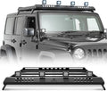 Roof Rack Cargo Basket with 4 PCS LED Light Bar Compatible with 2007-2024 Jeep Wrangler JK JL Unlimited & Gladiator JT 4 Doors Hardtop Model, JKU JLU Luggage Storage Carrier Rooftop Racks