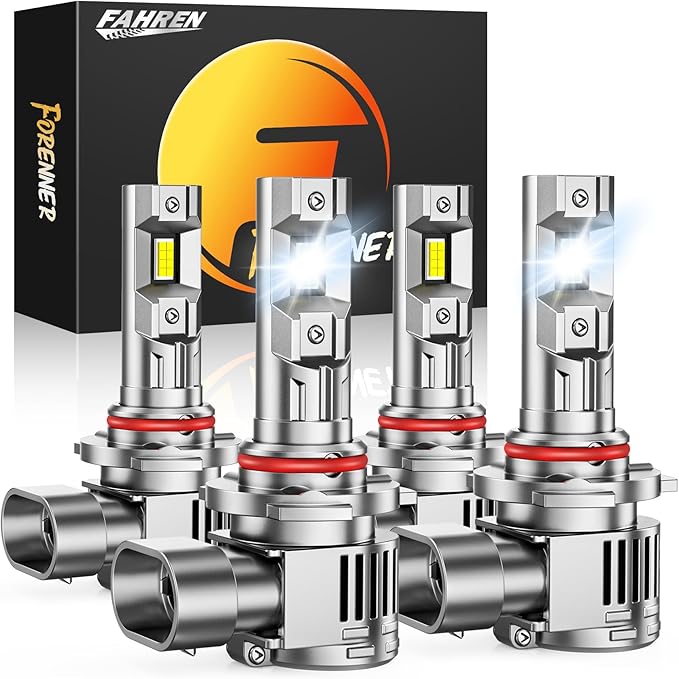 forenner Fahren 9005 9006 𝐋𝐄𝐃 Bulbs, 𝟏𝟎𝟎𝟎𝟎𝟎𝐋𝐌 𝟏𝟎𝟎𝟎% Super Brighter, 1:1 Size HB3 HB4 fog light bulb 6500K Cool White, Plug and Play IP68 Waterproof, Pack of 4