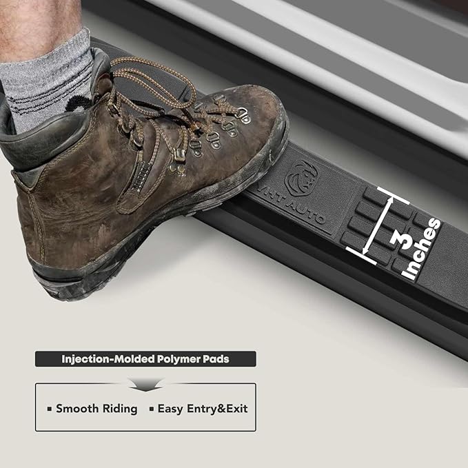 YHTAUTO 3 Inch Running Boards Side Steps Compatible with Chevy Silverado & GMC Sierra 1500/2500 HD/3500 HD 2019-2024, Extended Cab, Round Carbon Steel Black Powder, Truck Cab Side Step Rails