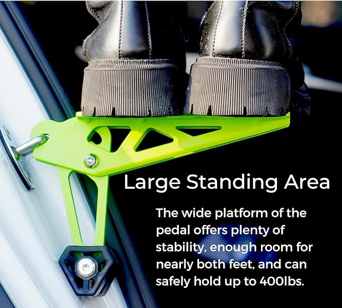 COWVIE Foldable Car Door Step Stand Pedal - Access to Vehicle's Top Roof Both Feet Stand Pedal Ladder for Most SUV Truck Green