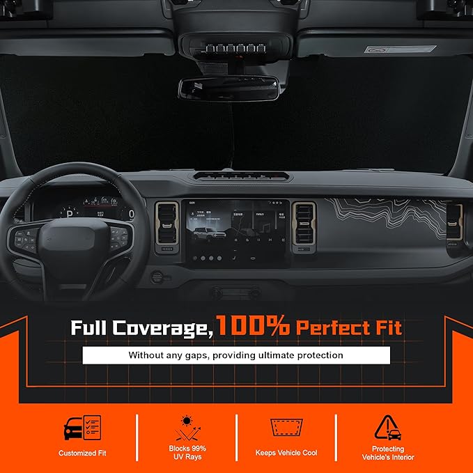 Custom Fit Windshield Sun Shade for Suba-ru Outback 2020-2025 (Premium, Limited, Touring)- Full Coverage, 210T Reflective Fabric, Double-Layer Design - Easy to Install and Store