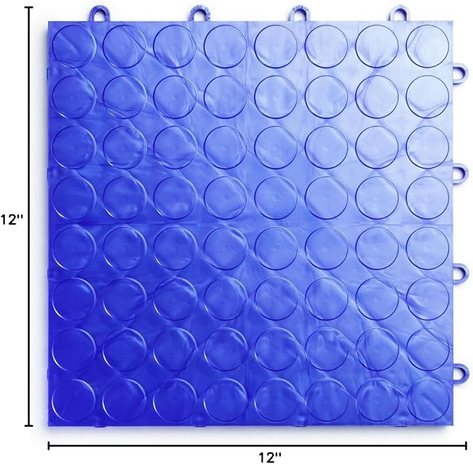 RaceDeck CircleTrac, Interlocking Non-Slip Garage Flooring Tile, Durable, Modular, Heavy-Duty Copolymer, Easy Install (Royal Blue, 48 Pack of 12 x 12" Tiles)