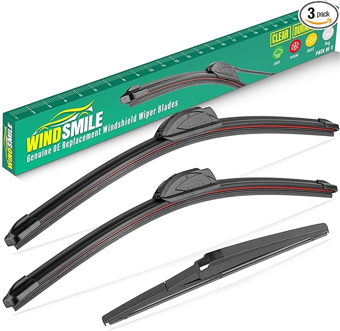 24" 17" 12" Windshield Wiper Blades Replacement for Toyota RAV4 2006 2007 2008 2009 2010 2011 2012 RAV 4 Premium All Weather Front Rear Wipers Set - OEM Quality (Pack of 3)
