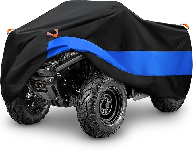 MORNYRAY ATV Cover Waterproof Heavy Duty Universal Quad Cover Outdoor Storage Cover 4 Wheeler UV Protection for Polaris Yamaha Honda Suzuki Kawasaki (Black, A4-100.8''L x 43.3''W x 47.2''H)